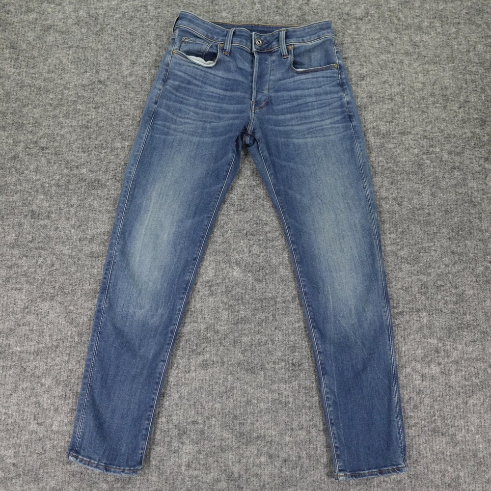 G Star Raw Jeans Mens 28X30 (29) Blue Denim 3301 Slim Tapered Medium Wash Casual